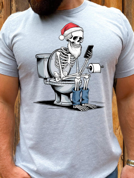 Santa skeleton on toliet DTF